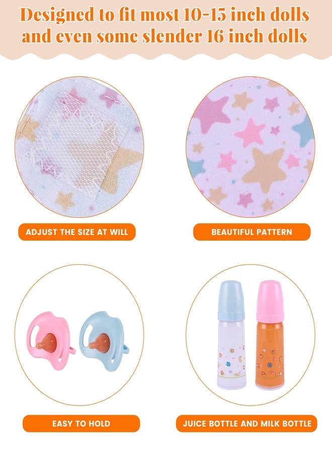 BABESIDE مجموعة إكسسوارات دمية بيبي سايد - مجموعة من 10 قطع لإطعام ورعاية الدمى من 12 إلى 15 بوصة، تتضمن زجاجات حليب، لهاية، مرايل، حفاضات، وإكسسوارات للعب التخيلي للأطفال - Image 4